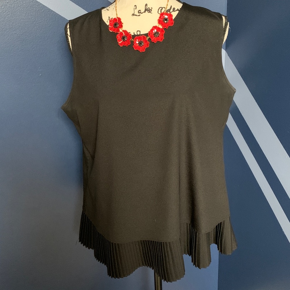 Timeless Calvin Klein Shell with Pleated Ruffle